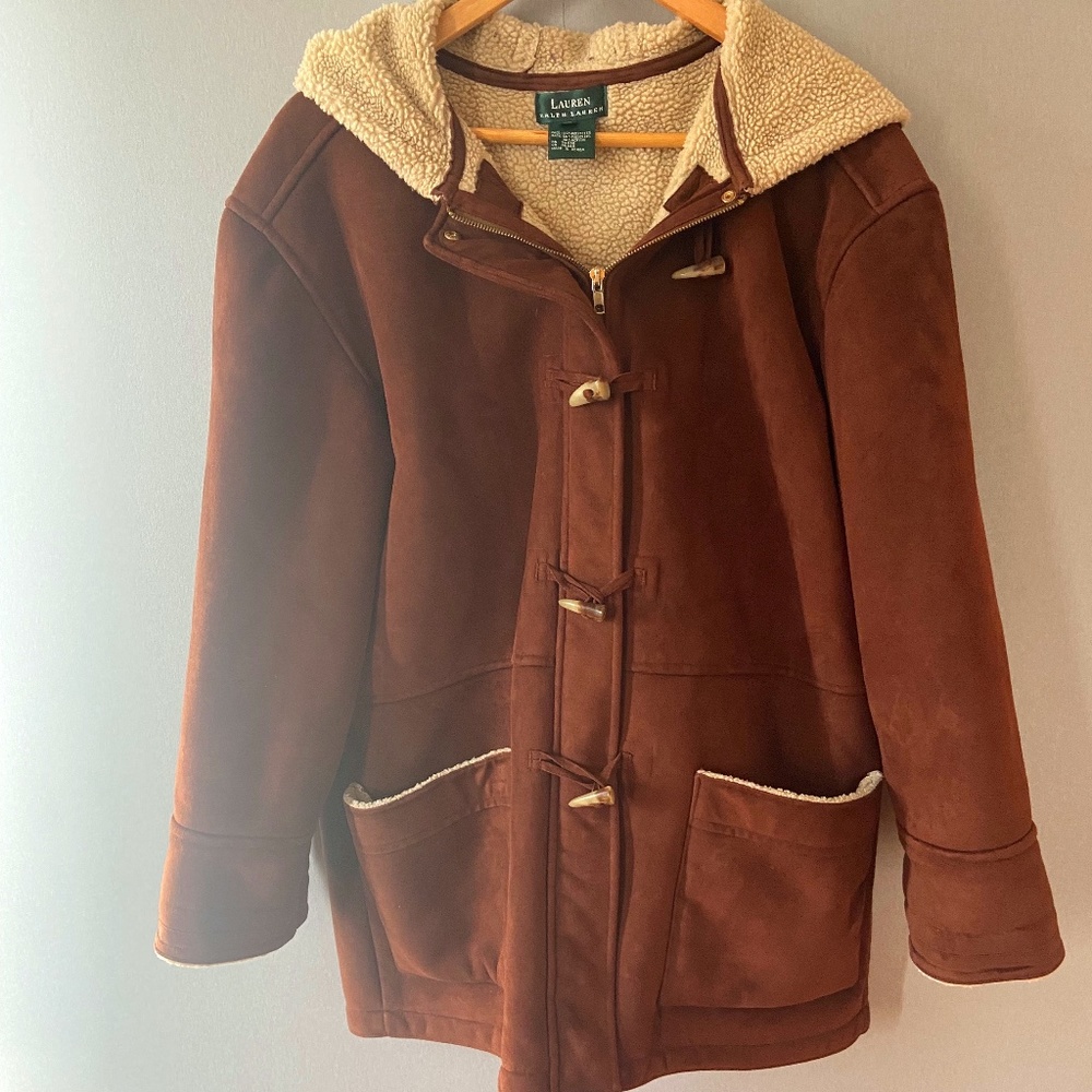 70s vibe Fleece Toggle Faux Suede Ralph Lauren coat